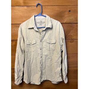 Quiksilver Edition Stretch Corduroy Button Up Shirt Beige Long Sleeve L Layering